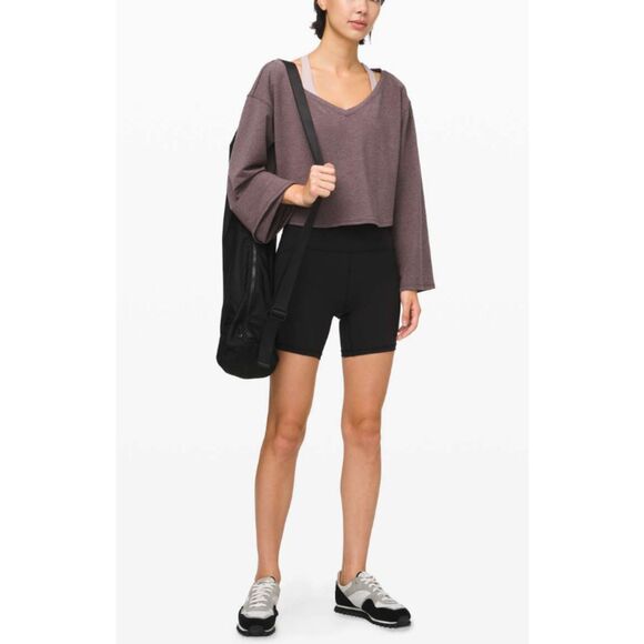 Lululemon Show Your Depth Cropped Top Women's Size Large Heathered Antique Bark - Picture 4 of 7